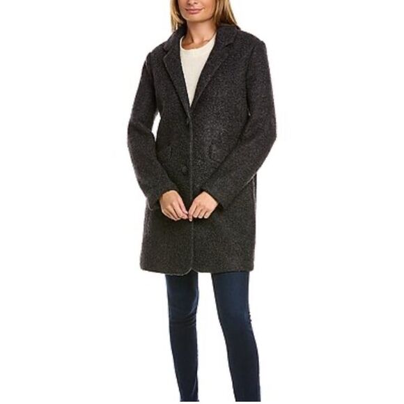 Marc New York Paige Wool Boucle Notch Long Coat Size 12 - Picture 1 of 8